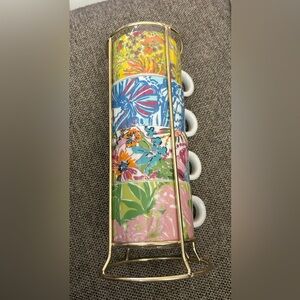 EUC Lilly Pulitzer for Target Stacking Cups Mugs Set with Caddy